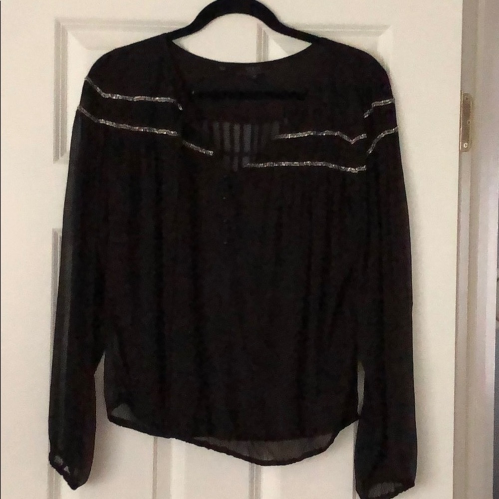 Guess Size M Black Chiffon Top w/ Beads